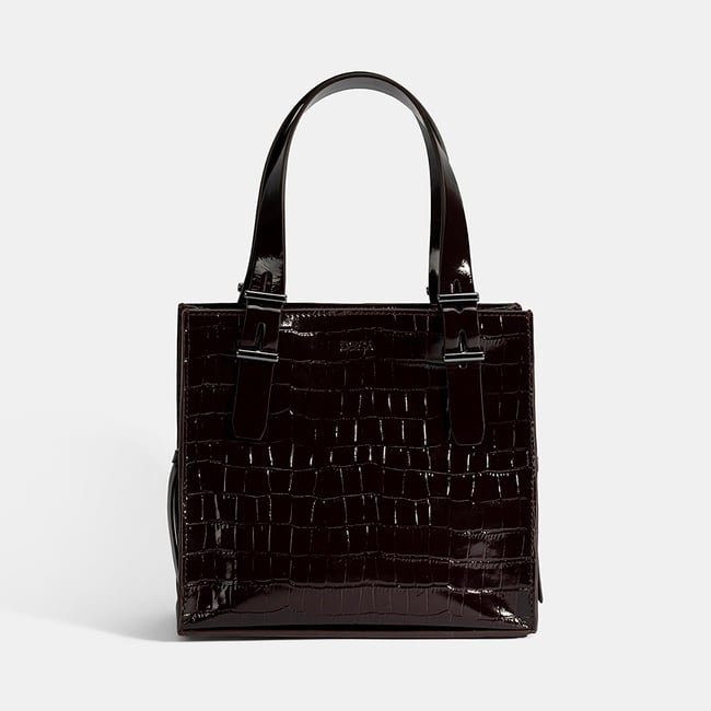  Kadın Bordo Kroko Baskılı Rugan Deri El Çantası