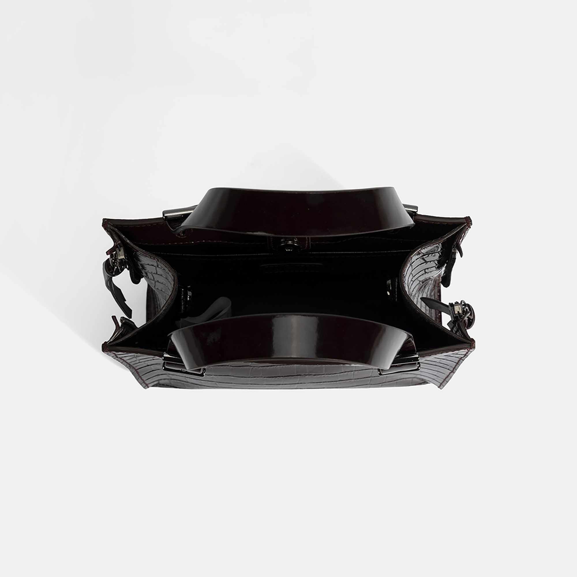 Kadın Bordo Kroko Baskılı Rugan Deri El Çantası