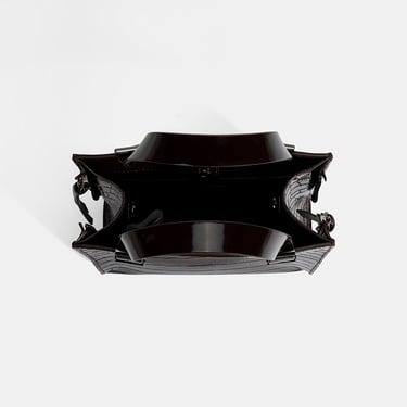  Kadın Bordo Kroko Baskılı Rugan Deri El Çantası