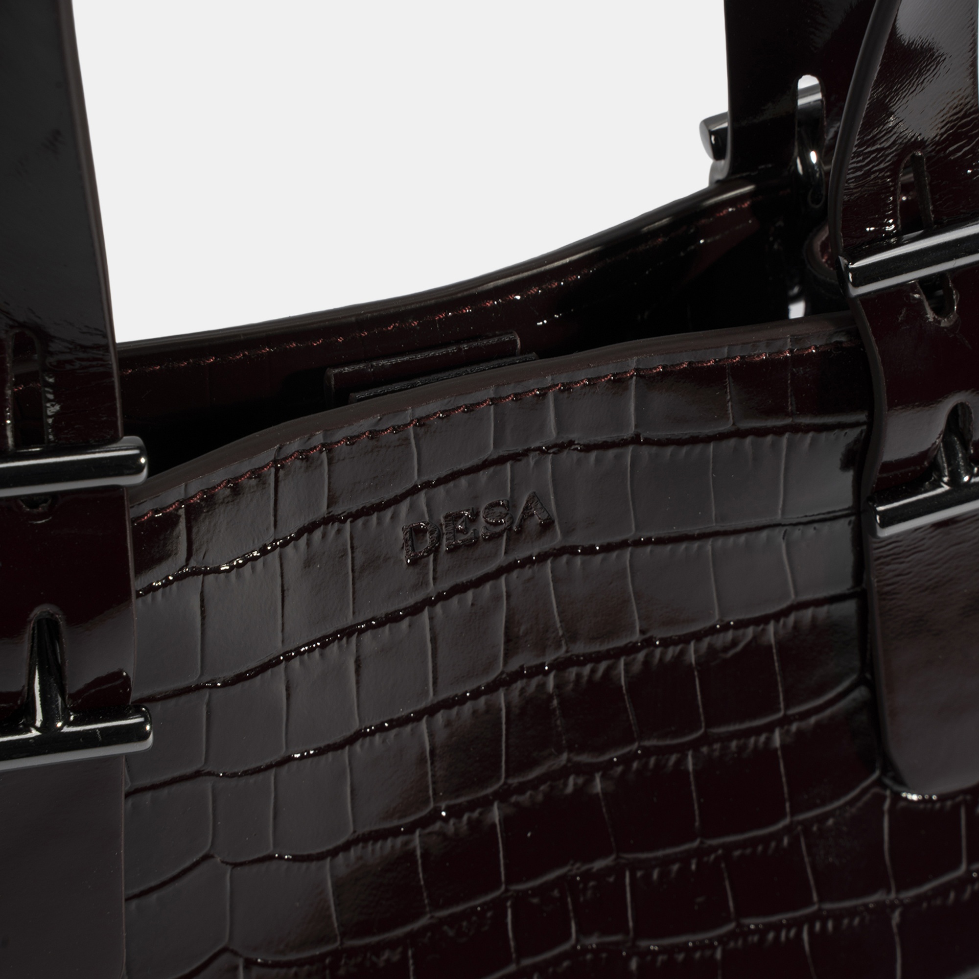 Kadın Bordo Kroko Baskılı Rugan Deri El Çantası