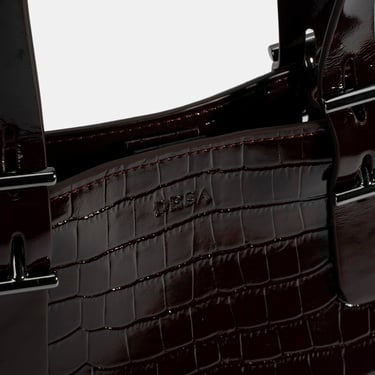  Kadın Bordo Kroko Baskılı Rugan Deri El Çantası