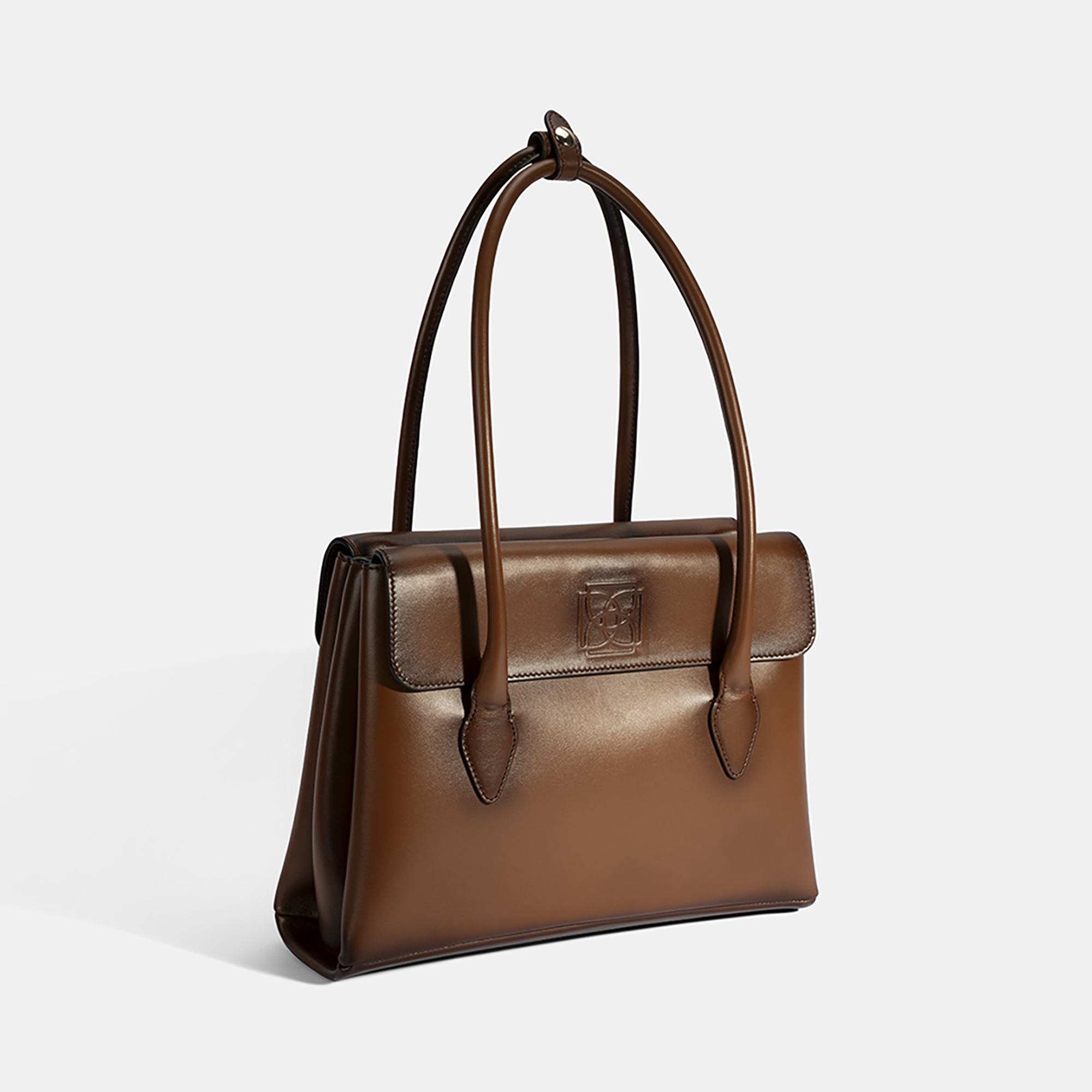 Kadın Taba Monogram Baskılı Deri Omuz Çantası