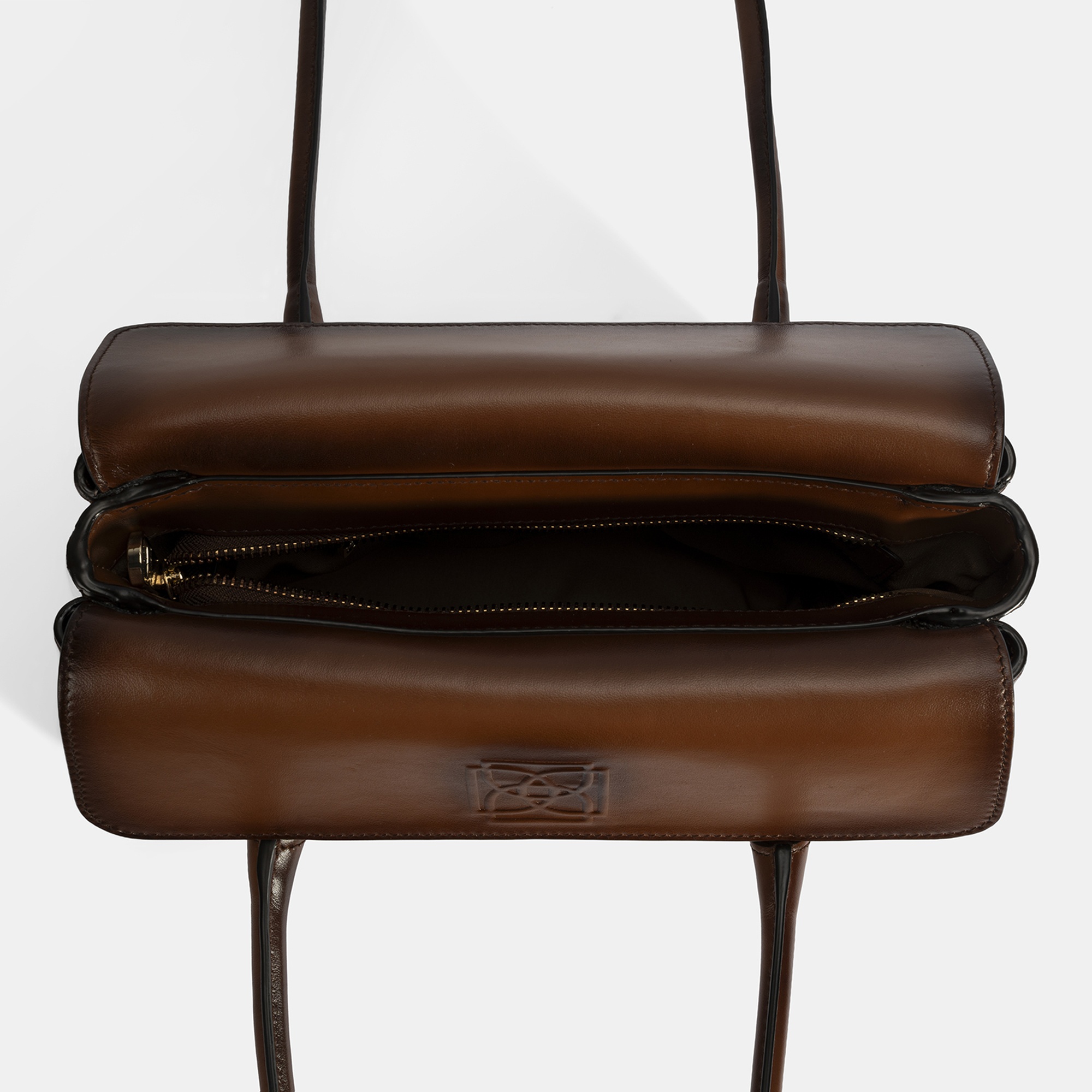 Kadın Taba Monogram Baskılı Deri Omuz Çantası