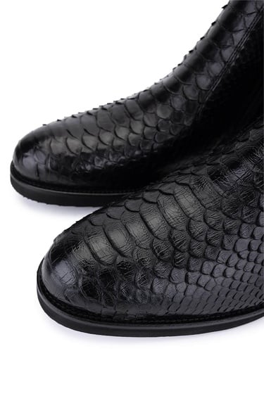  Tamer Tanca Erkek Hakiki Deri Siyah Klasik Bot