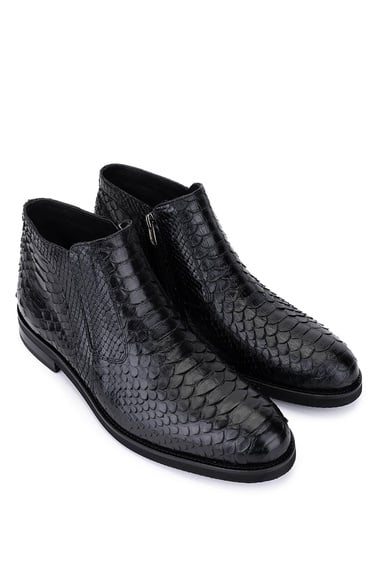  Tamer Tanca Erkek Hakiki Deri Siyah Klasik Bot