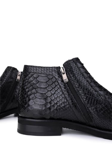  Tamer Tanca Erkek Hakiki Deri Siyah Klasik Bot