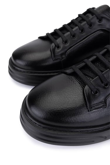  Tamer Tanca Erkek Hakiki Deri Siyah Sneakers & Spor Ayakkabı