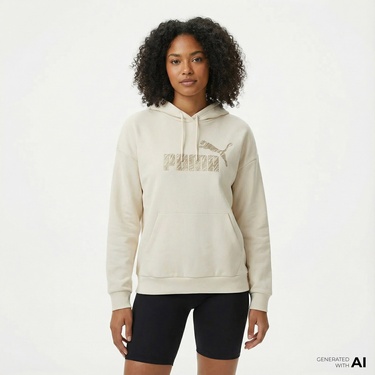  Puma Essential Animal Kadın Bej Günlük Sweatshirt