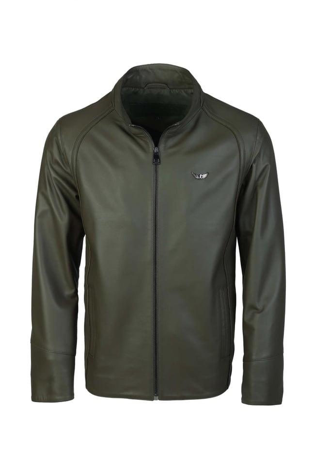  Tamer Tanca Erkek Hakiki Deri Yeşil Deri Mont