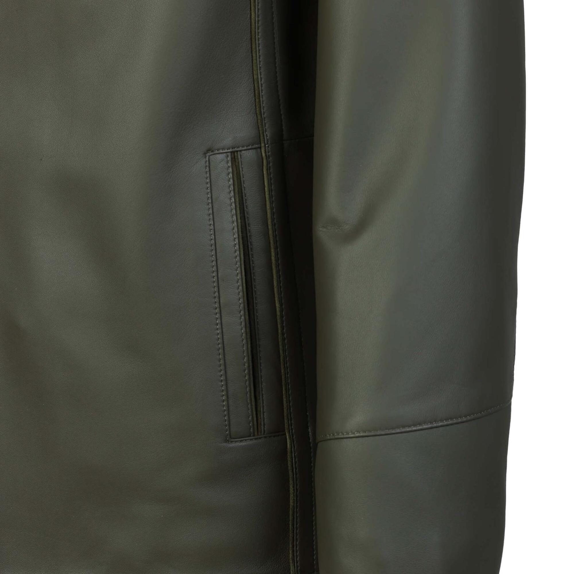 Tamer Tanca Erkek Hakiki Deri Yeşil Deri Mont