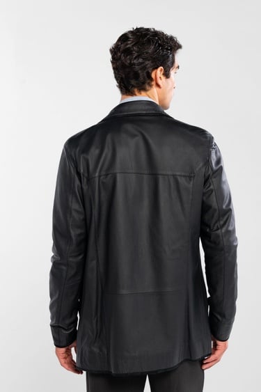  Tamer Tanca Erkek Hakiki Deri Siyah Deri Mont