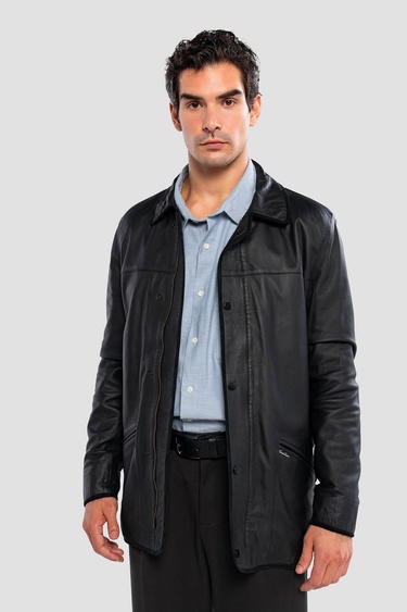  Tamer Tanca Erkek Hakiki Deri Siyah Deri Mont