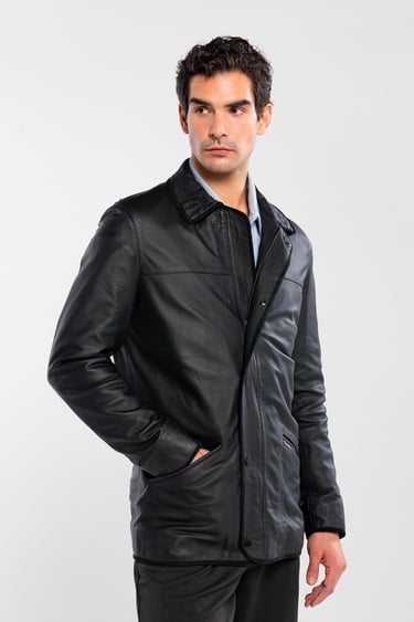  Tamer Tanca Erkek Hakiki Deri Siyah Deri Mont