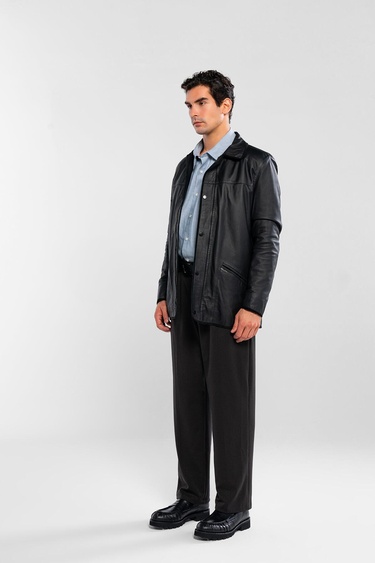  Tamer Tanca Erkek Hakiki Deri Siyah Deri Mont