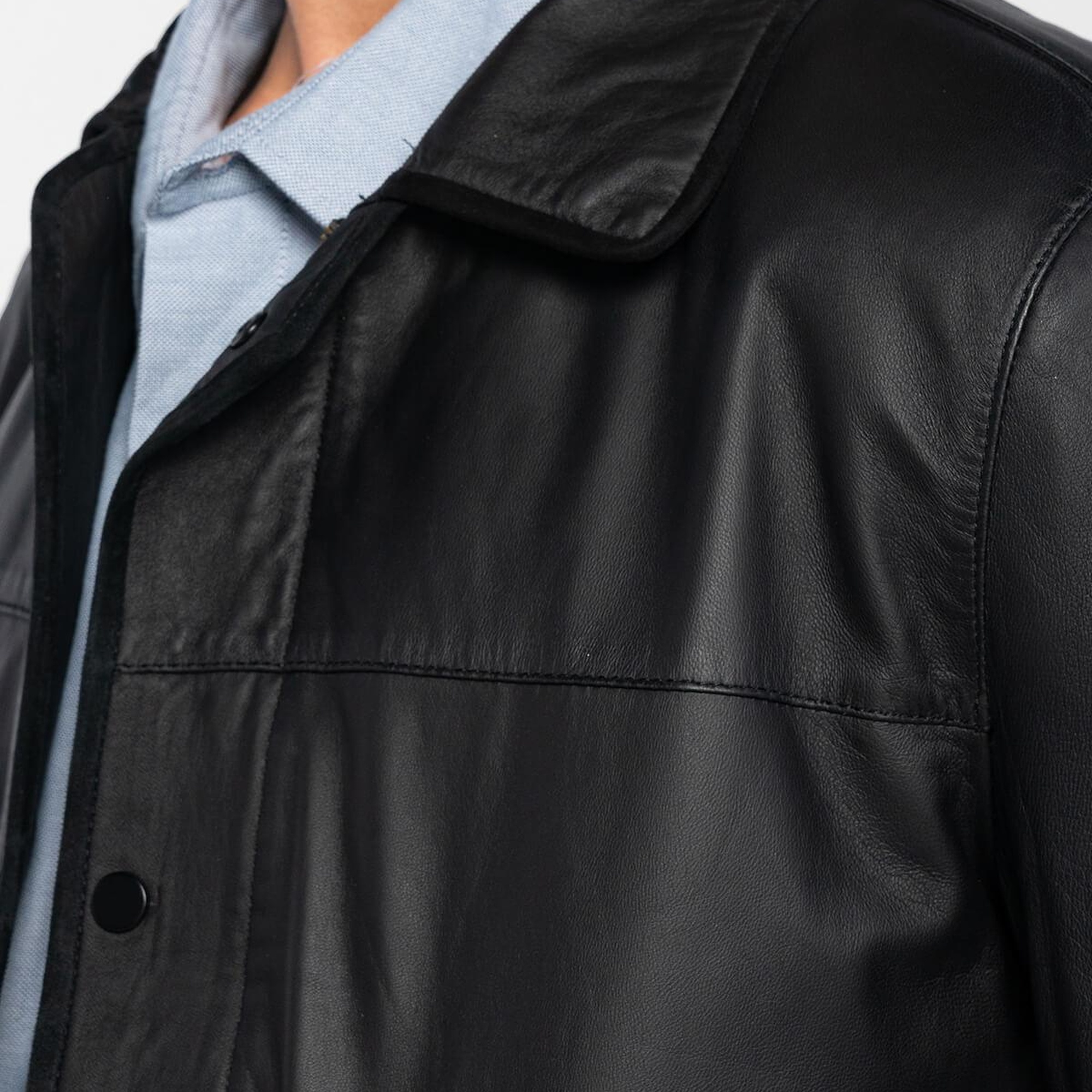 Tamer Tanca Erkek Hakiki Deri Siyah Deri Mont