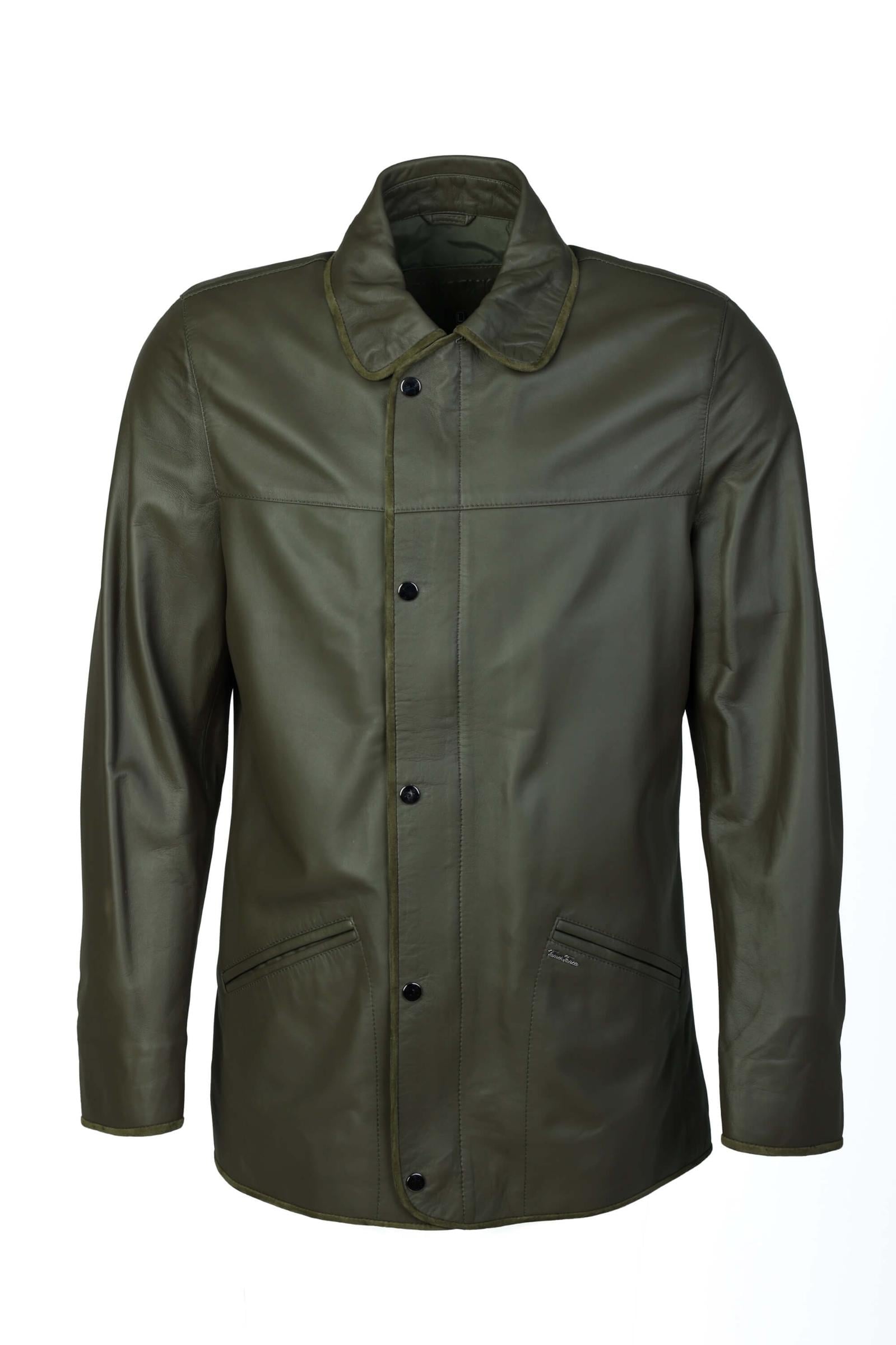  Tamer Tanca Erkek Hakiki Deri Yeşil Deri Mont