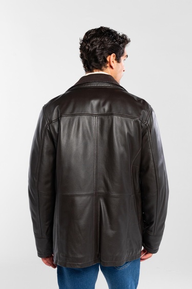  Tamer Tanca Erkek Hakiki Deri Kahverengi Deri Mont