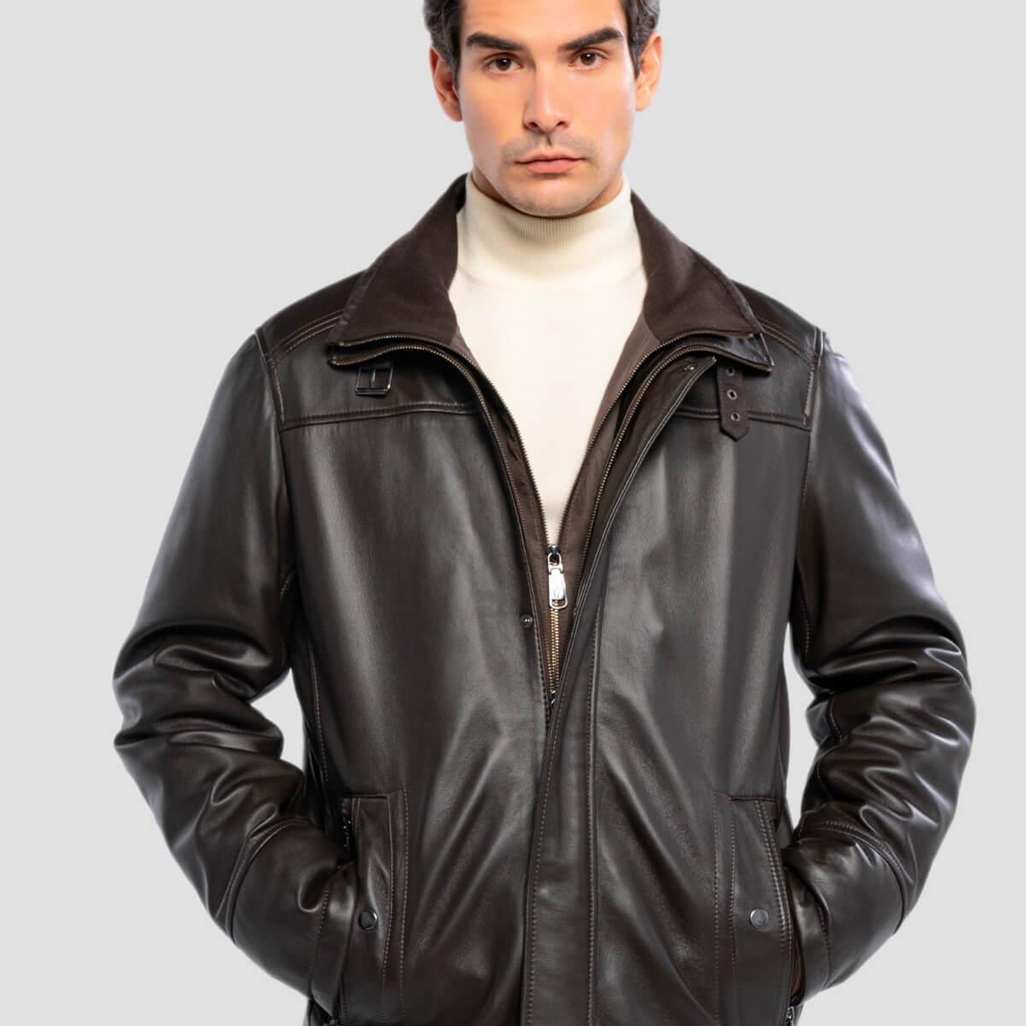 Tamer Tanca Erkek Hakiki Deri Kahverengi Deri Mont