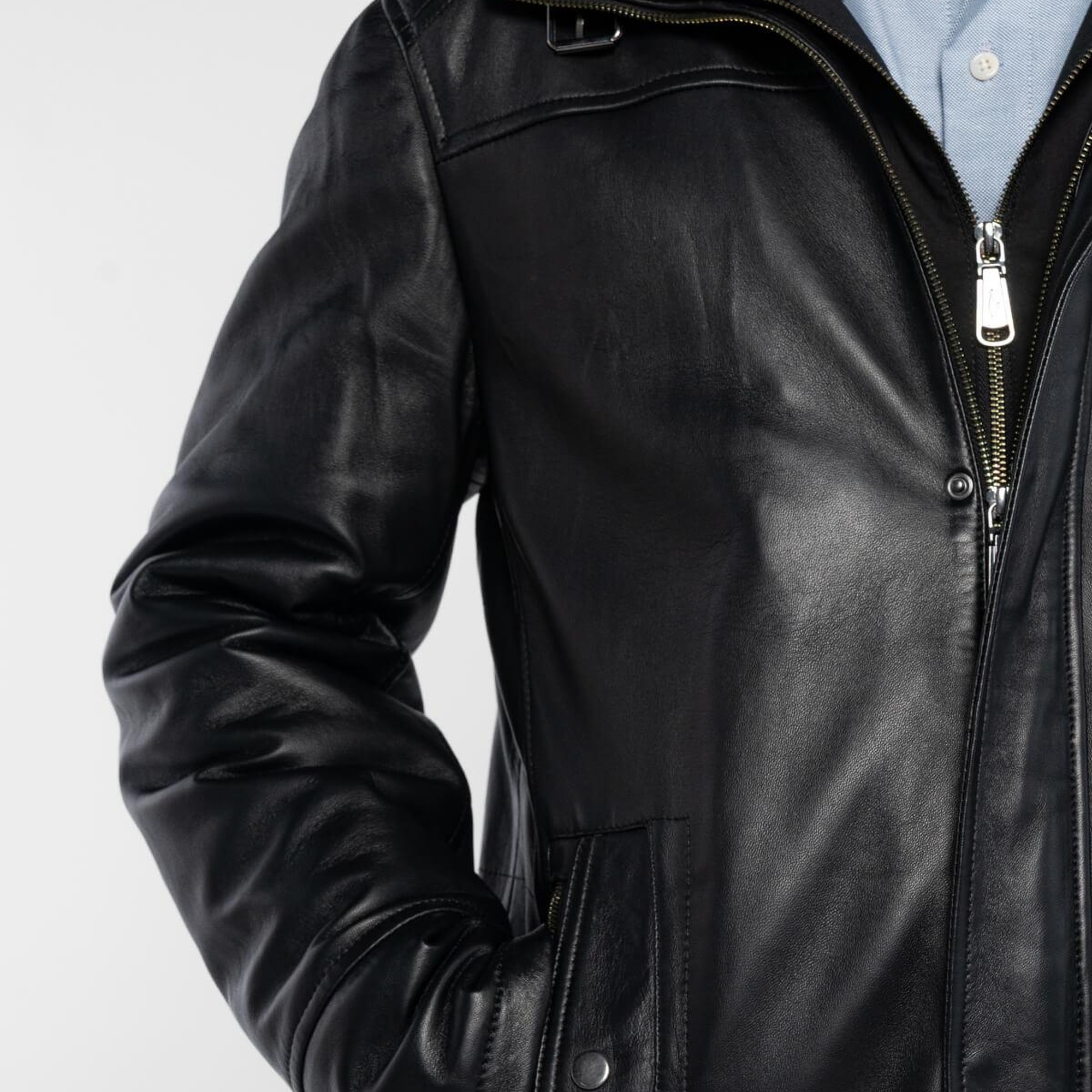 Tamer Tanca Erkek Hakiki Deri Siyah Deri Mont