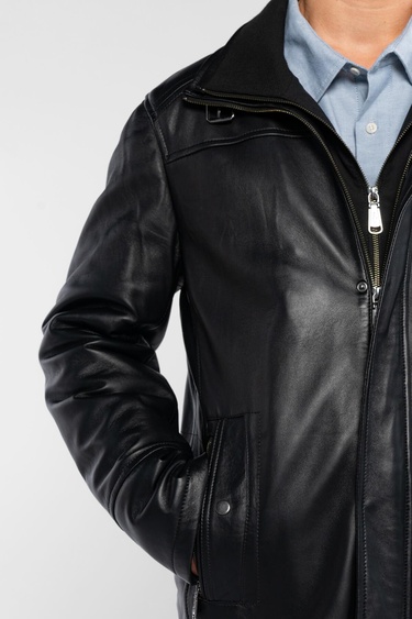  Tamer Tanca Erkek Hakiki Deri Siyah Deri Mont