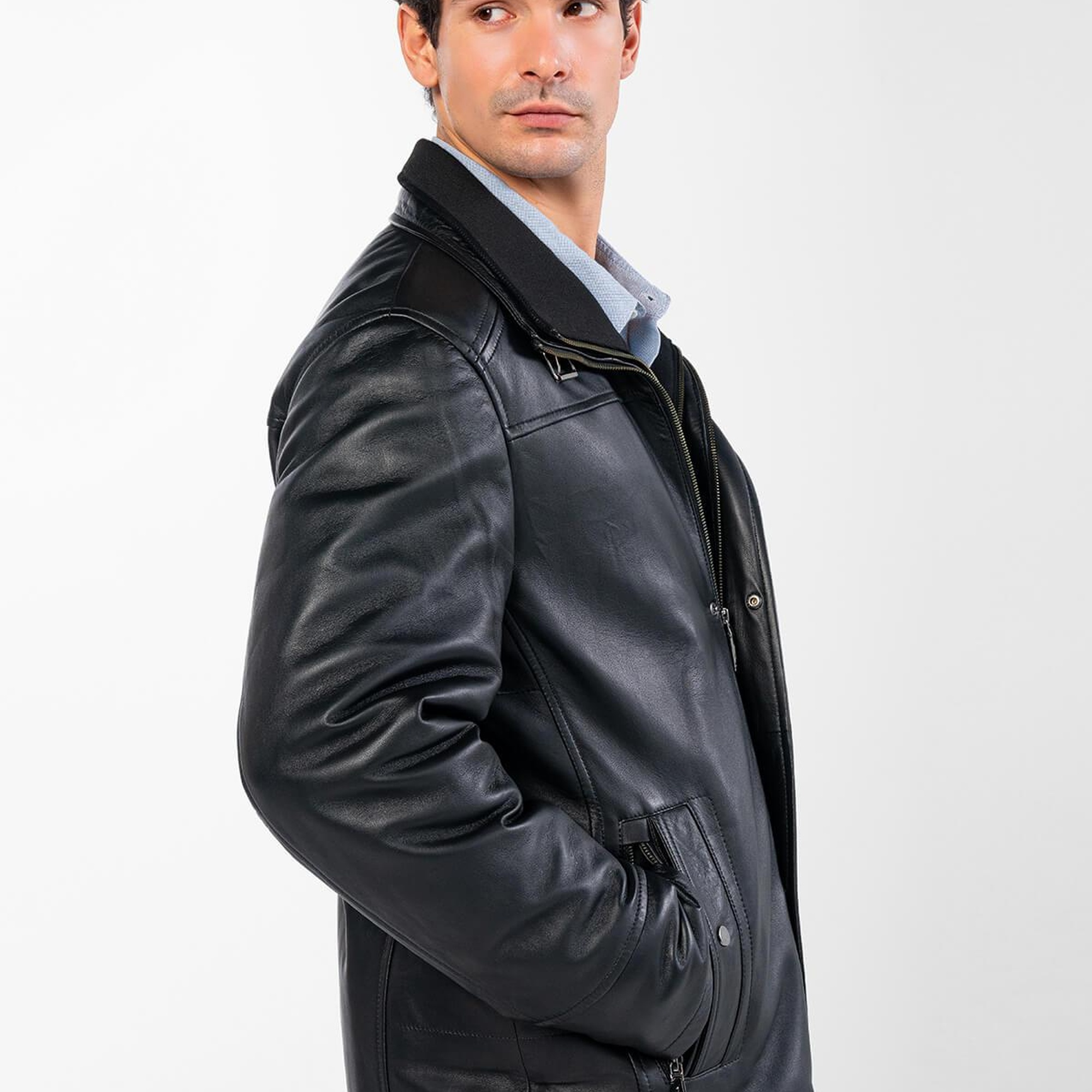 Tamer Tanca Erkek Hakiki Deri Siyah Deri Mont