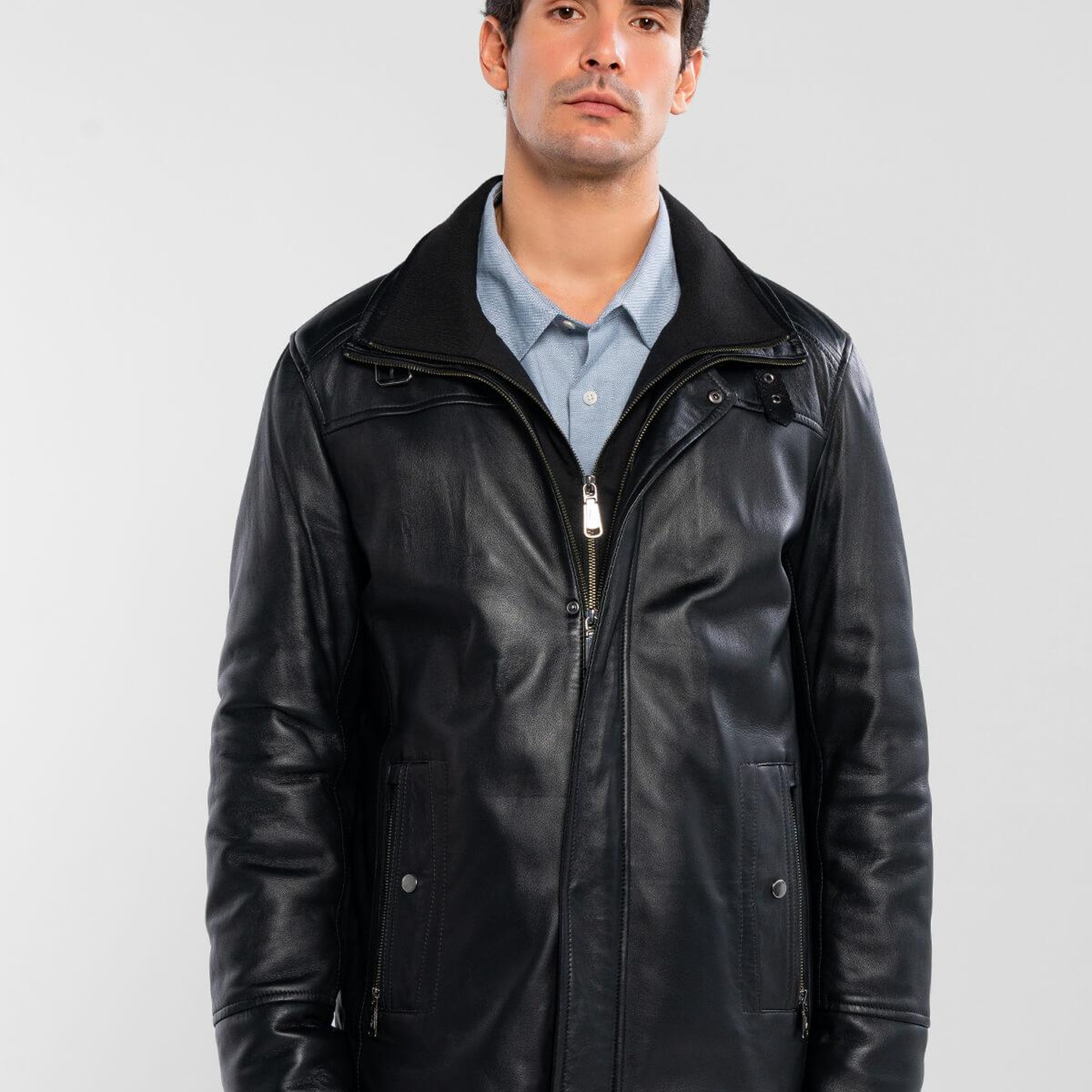 Tamer Tanca Erkek Hakiki Deri Siyah Deri Mont