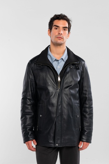  Tamer Tanca Erkek Hakiki Deri Siyah Deri Mont
