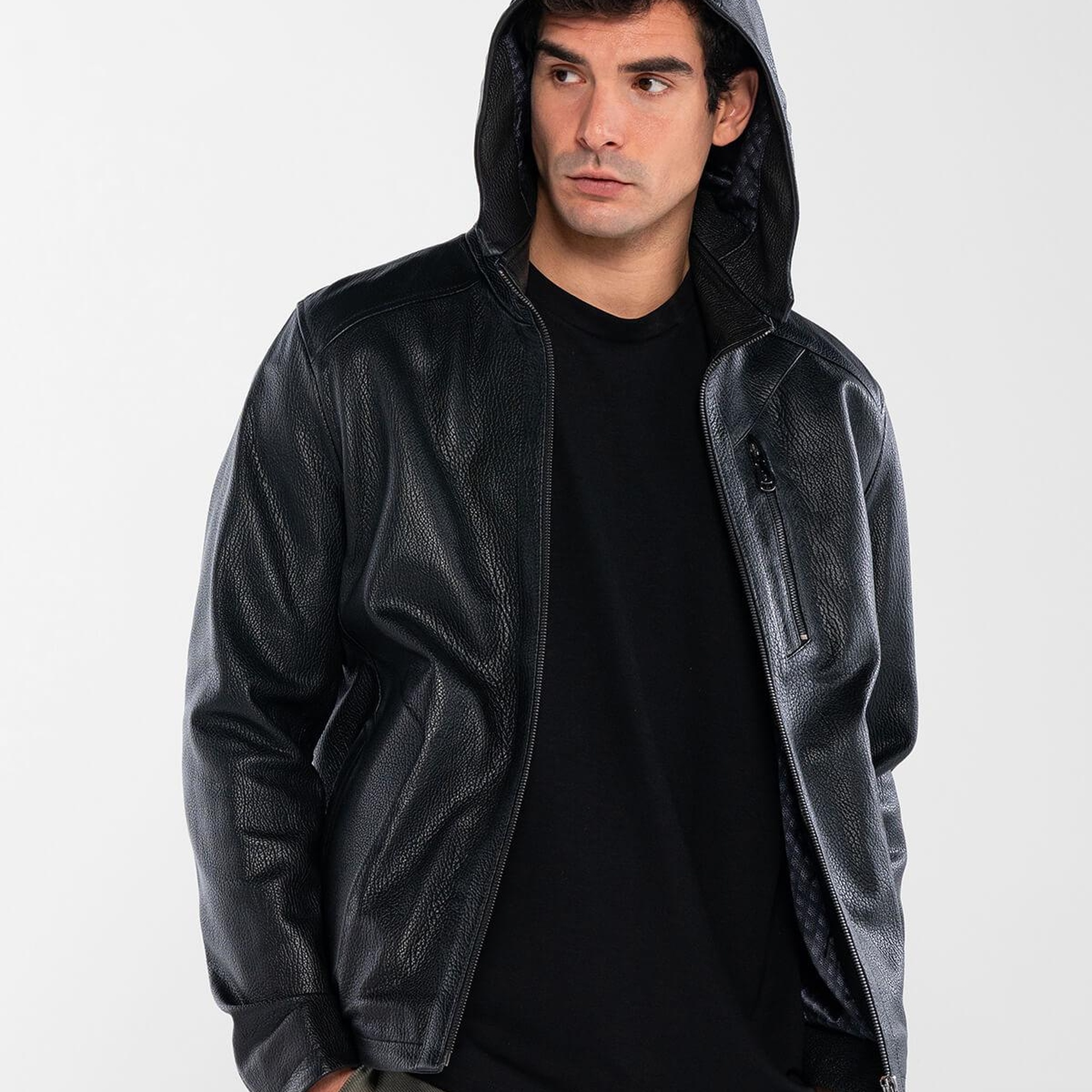 Tamer Tanca Erkek Hakiki Deri Siyah Deri Mont