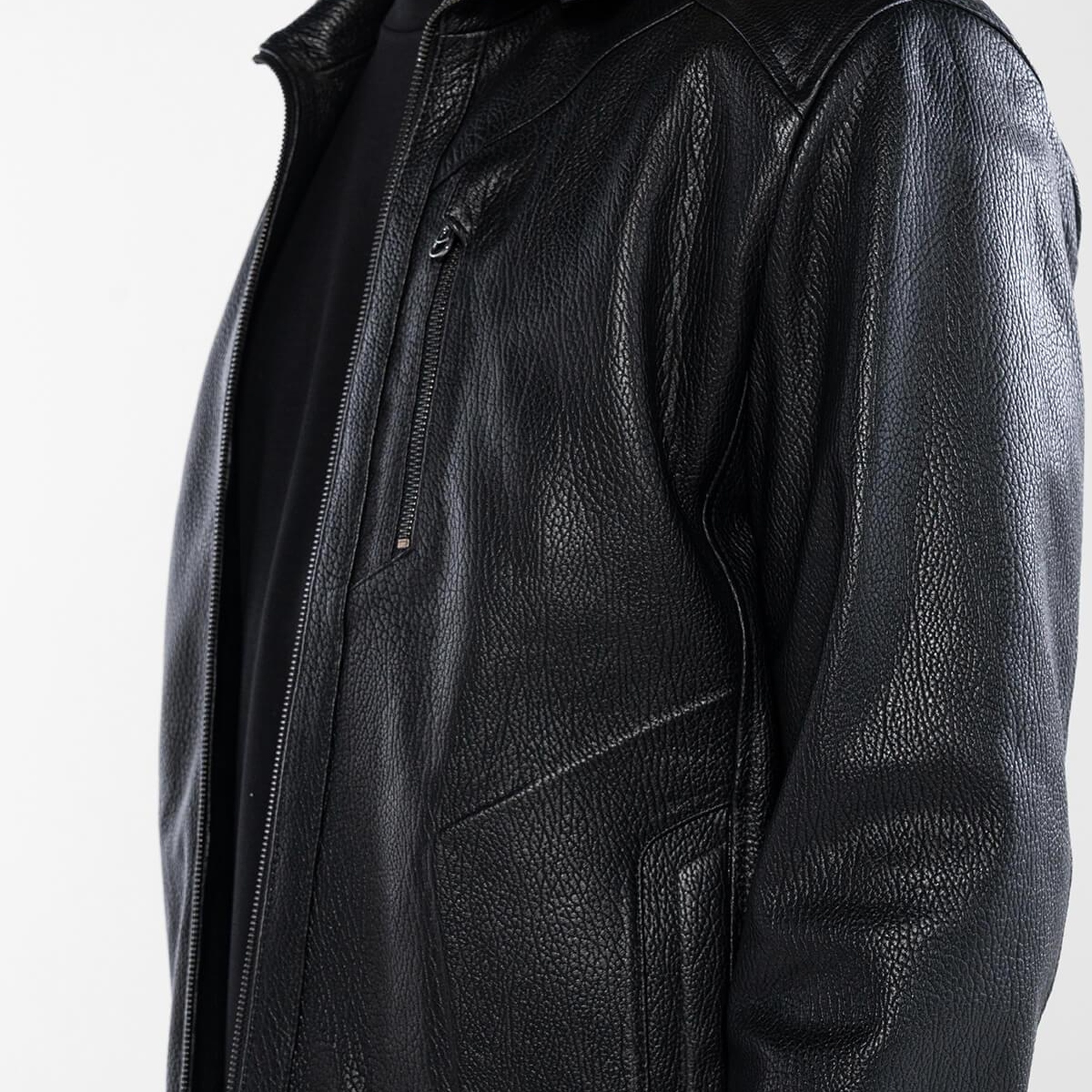 Tamer Tanca Erkek Hakiki Deri Siyah Deri Mont