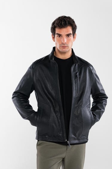  Tamer Tanca Erkek Hakiki Deri Siyah Deri Mont
