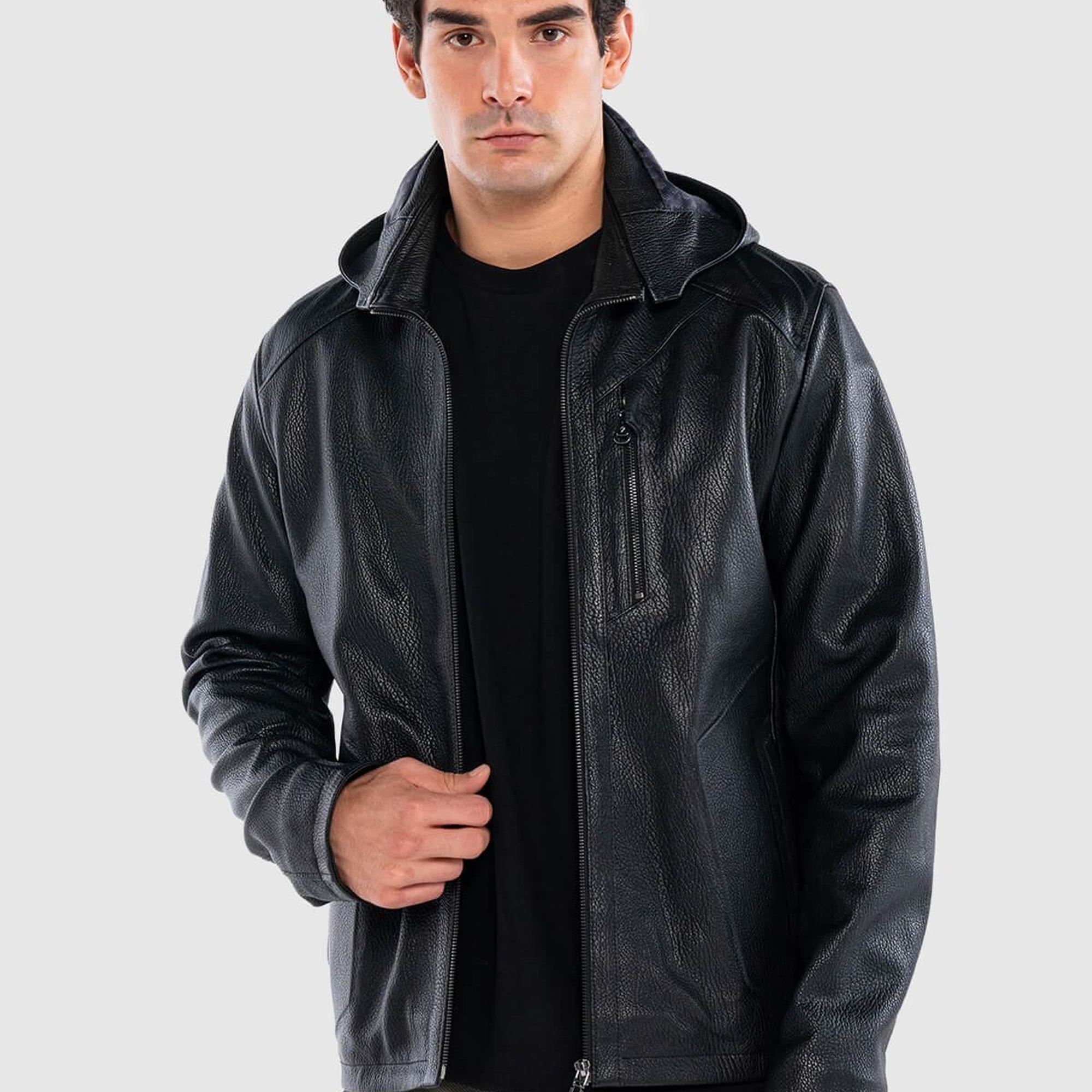 Tamer Tanca Erkek Hakiki Deri Siyah Deri Mont