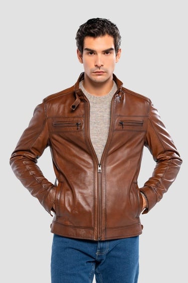  Tamer Tanca Erkek Hakiki Deri Kahverengi Deri Mont