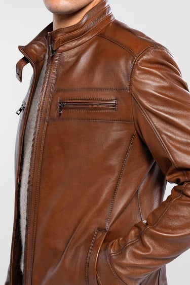  Tamer Tanca Erkek Hakiki Deri Kahverengi Deri Mont