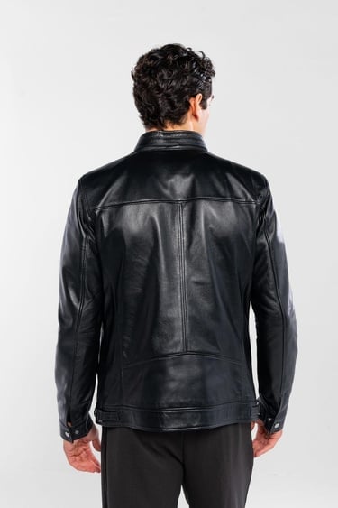  Tamer Tanca Erkek Hakiki Deri Siyah Deri Deri Mont