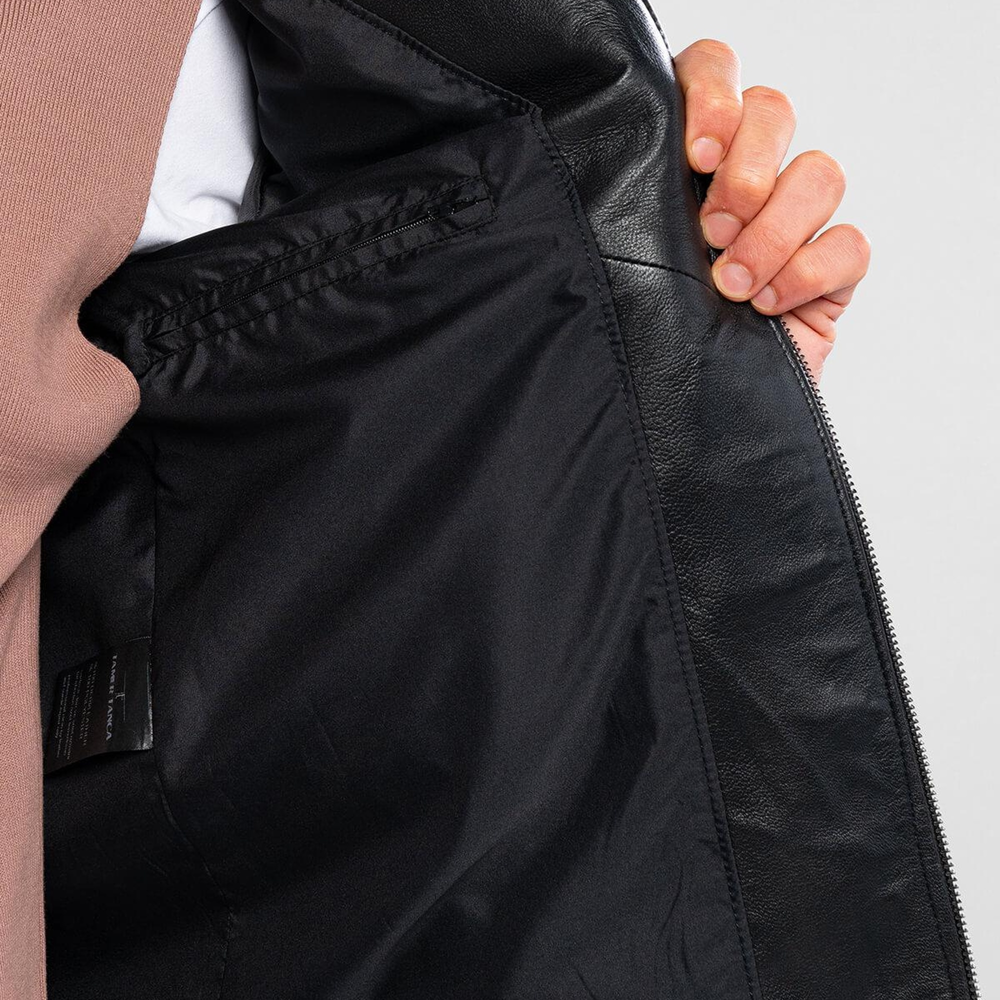 Tamer Tanca Erkek Hakiki Deri Siyah Deri Deri Mont