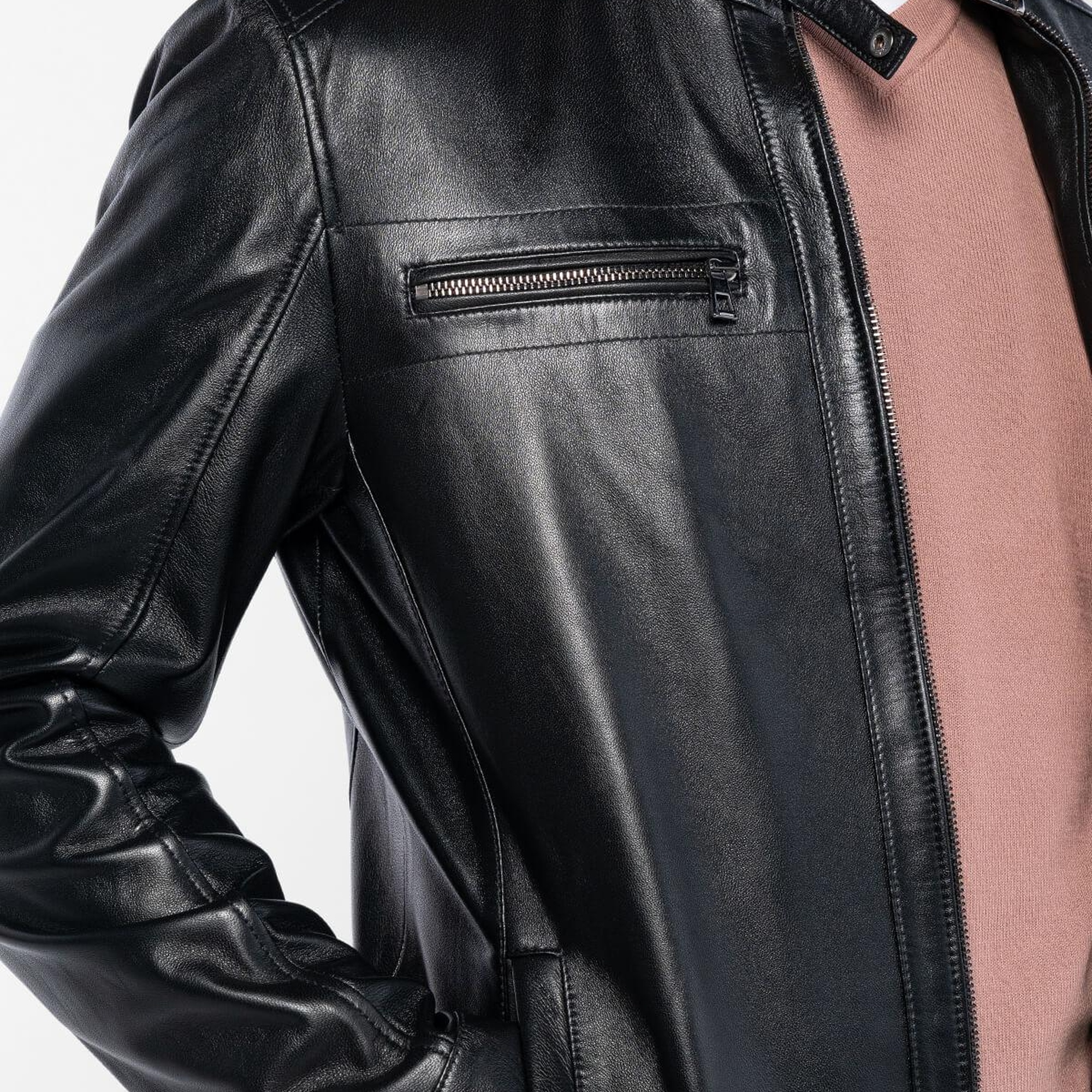 Tamer Tanca Erkek Hakiki Deri Siyah Deri Deri Mont