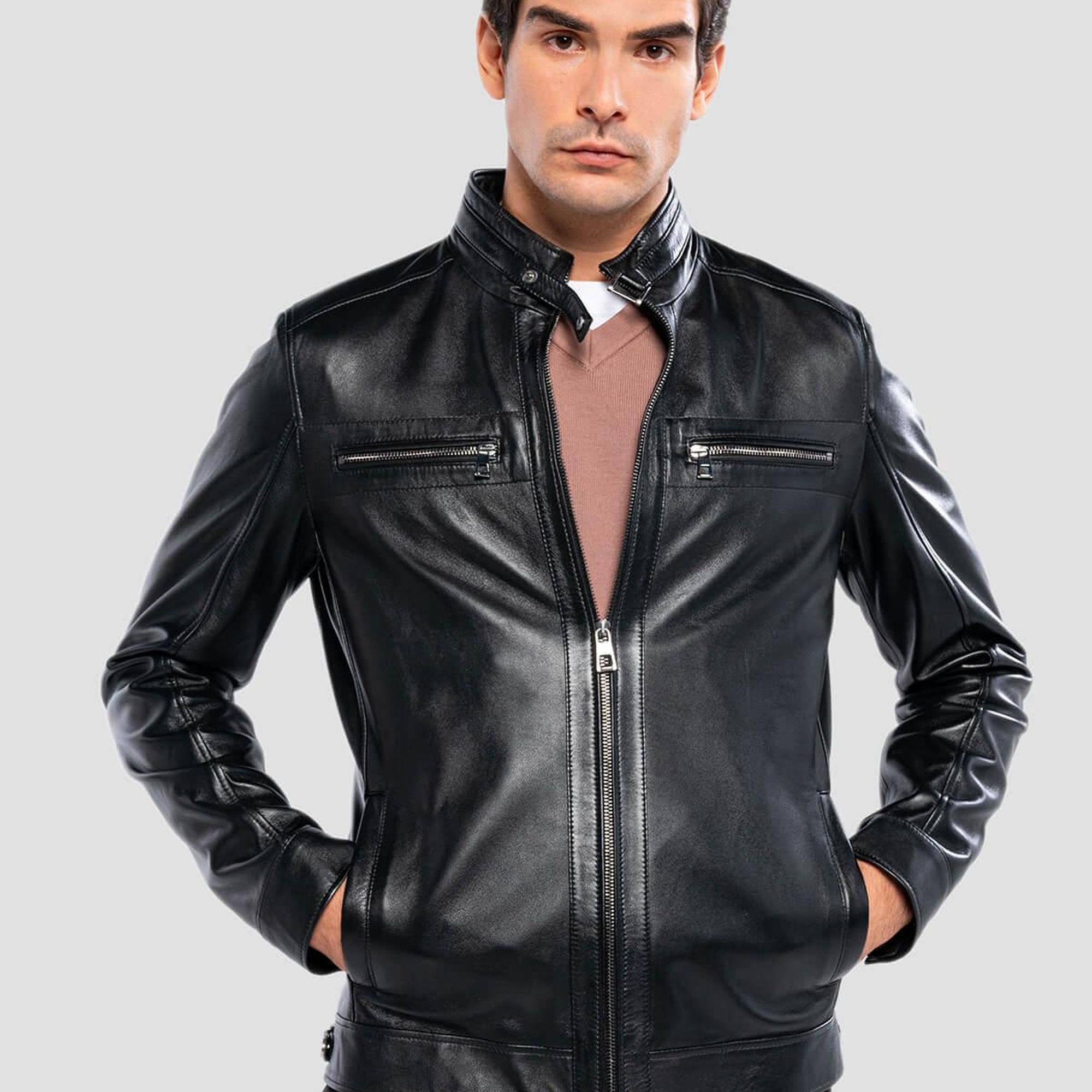 Tamer Tanca Erkek Hakiki Deri Siyah Deri Deri Mont