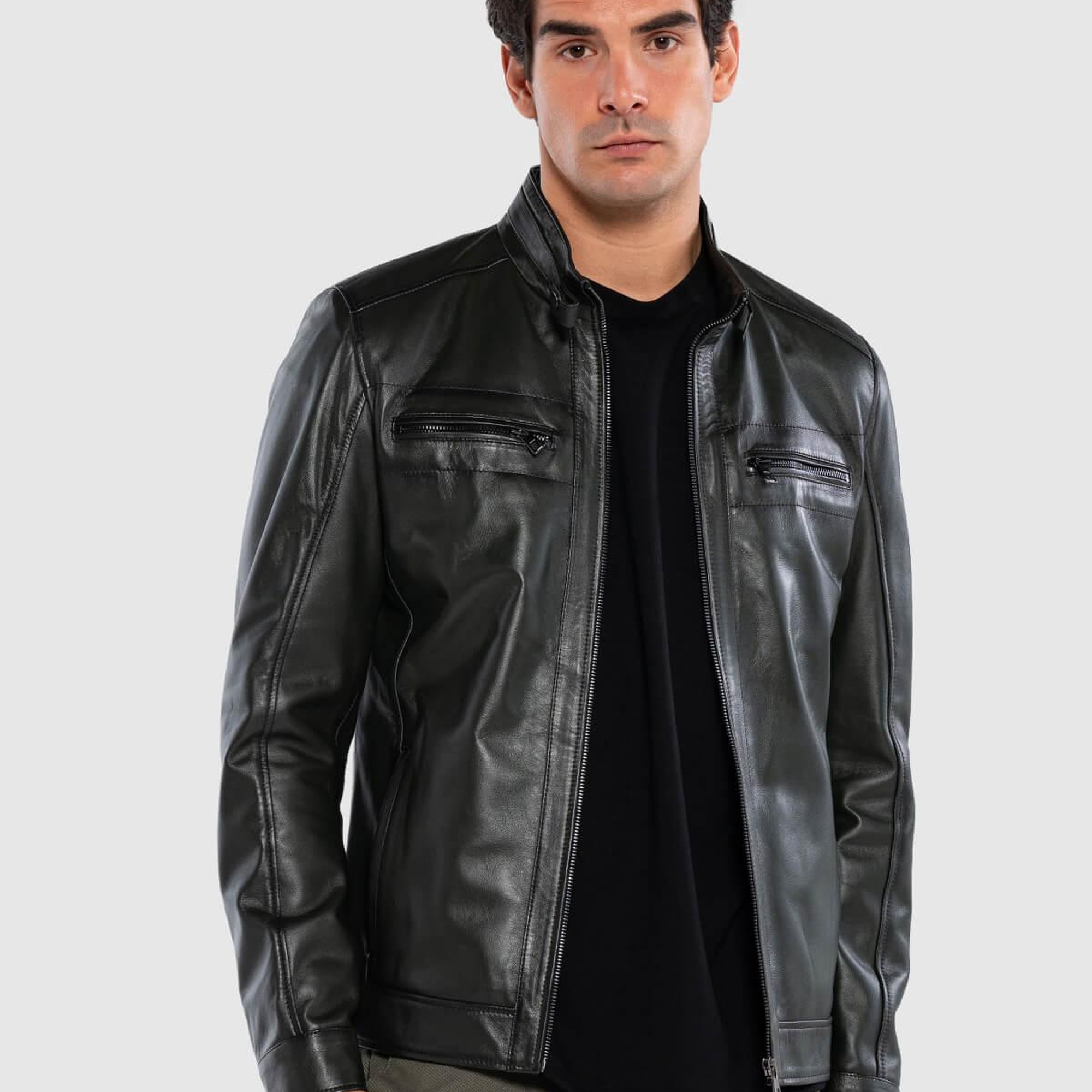 Tamer Tanca Erkek Hakiki Deri Yeşil Deri Mont