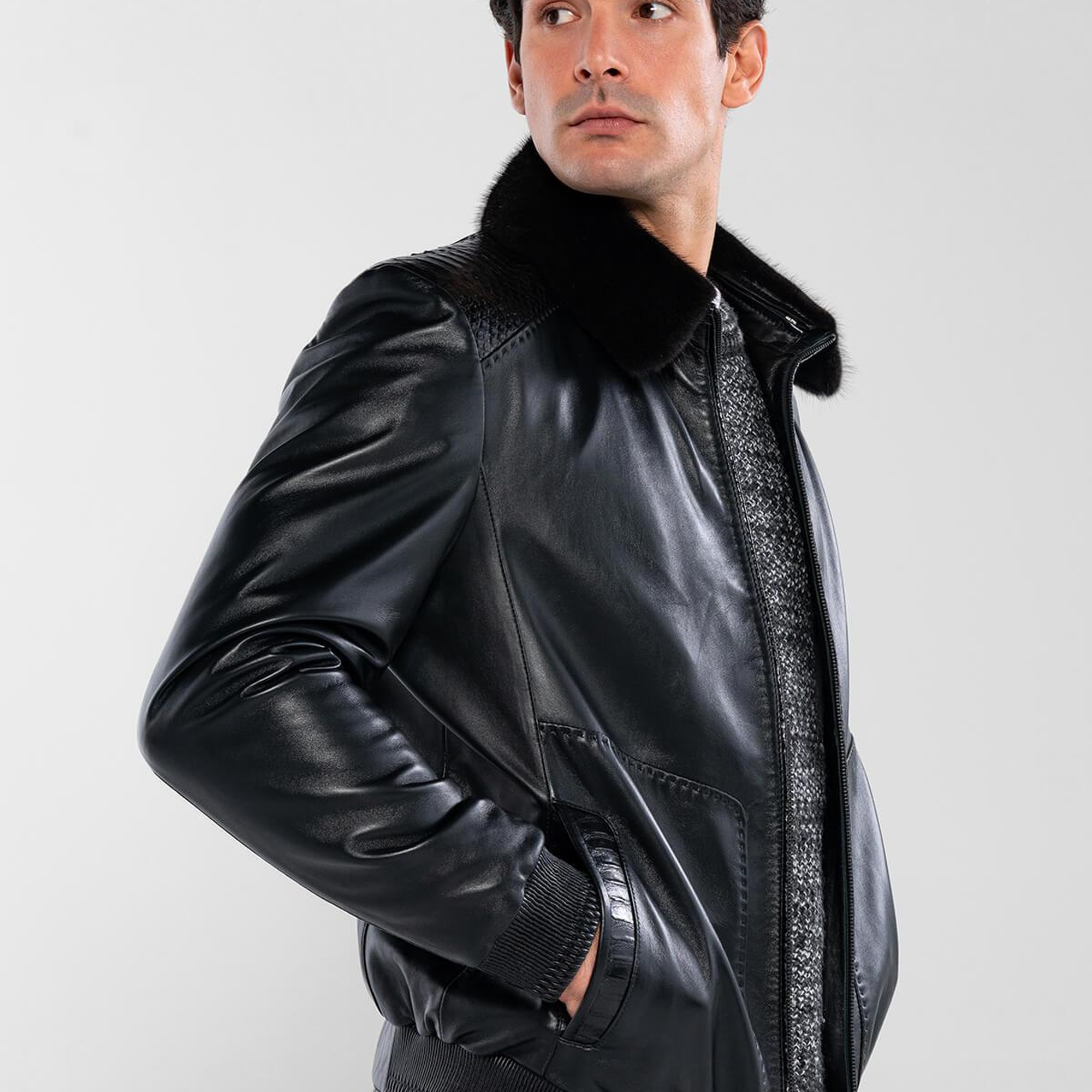 Tamer Tanca Erkek Hakiki Deri Siyah Deri Mont