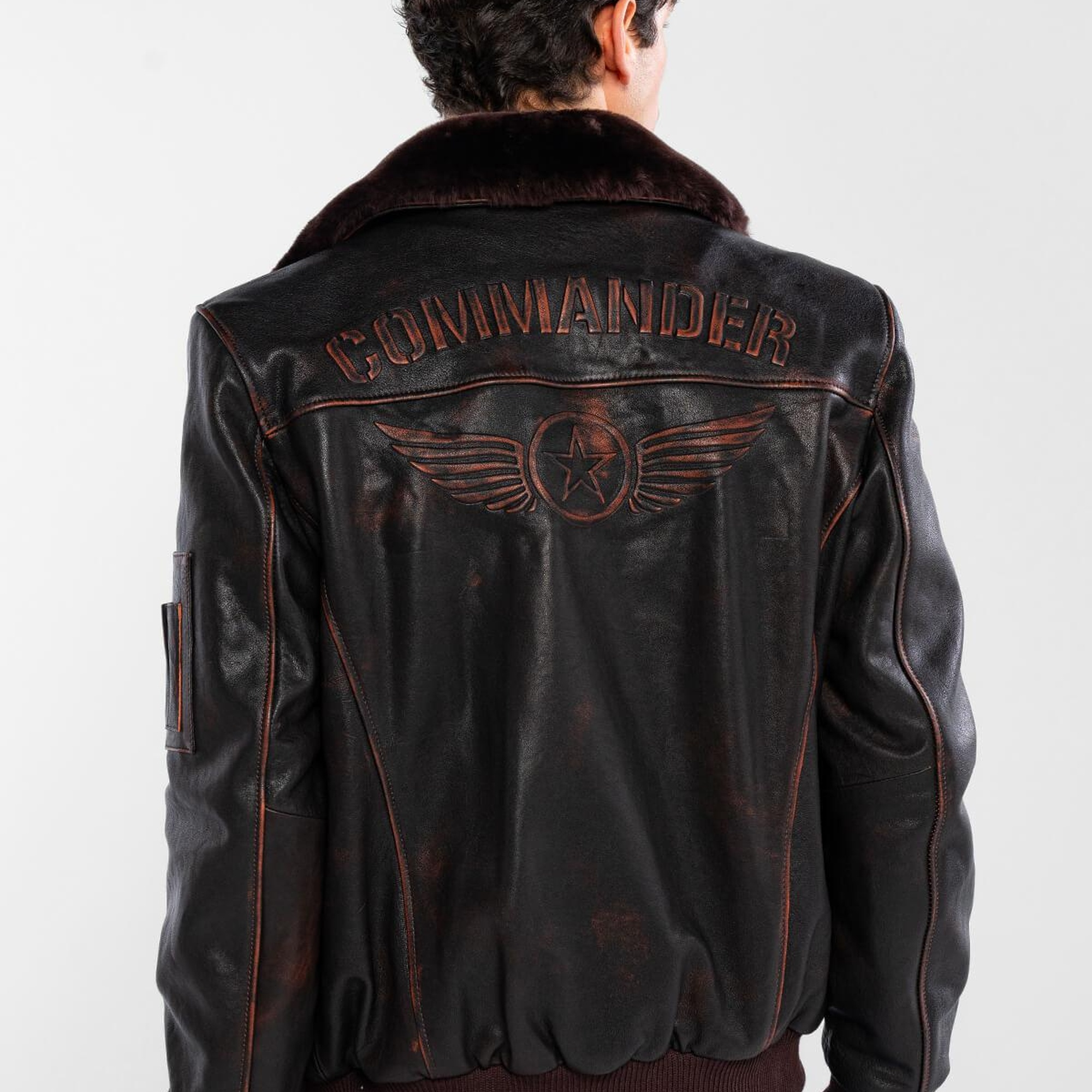 Tamer Tanca Erkek Hakiki Deri Kızıl Eskitme Deri Mont