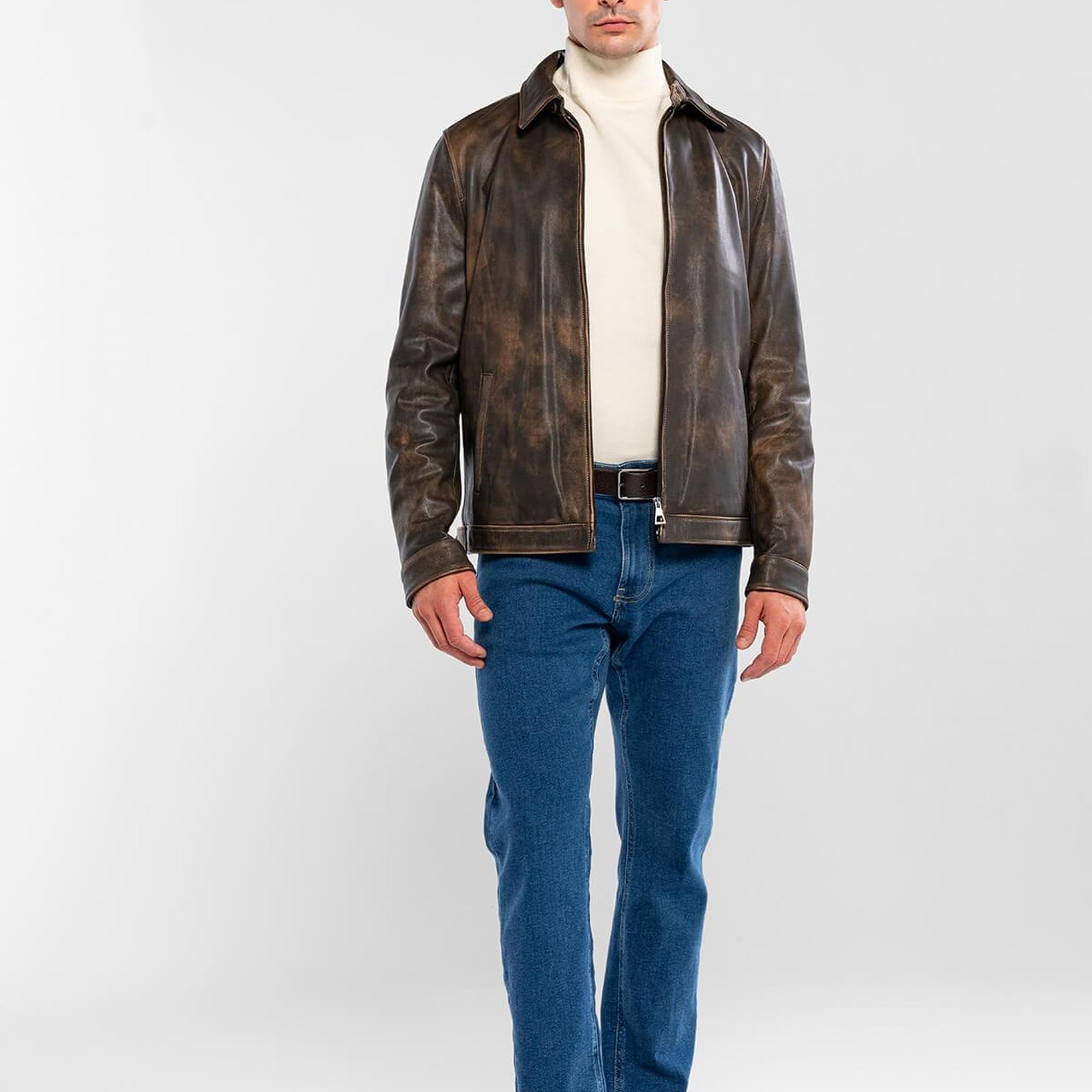 Tamer Tanca Erkek Hakiki Deri Viski Eskitme Deri Mont