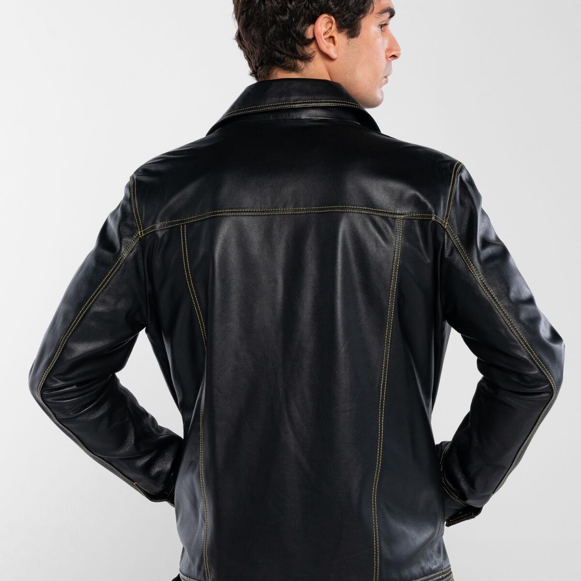 Tamer Tanca Erkek Hakiki Deri Siyah Deri Mont