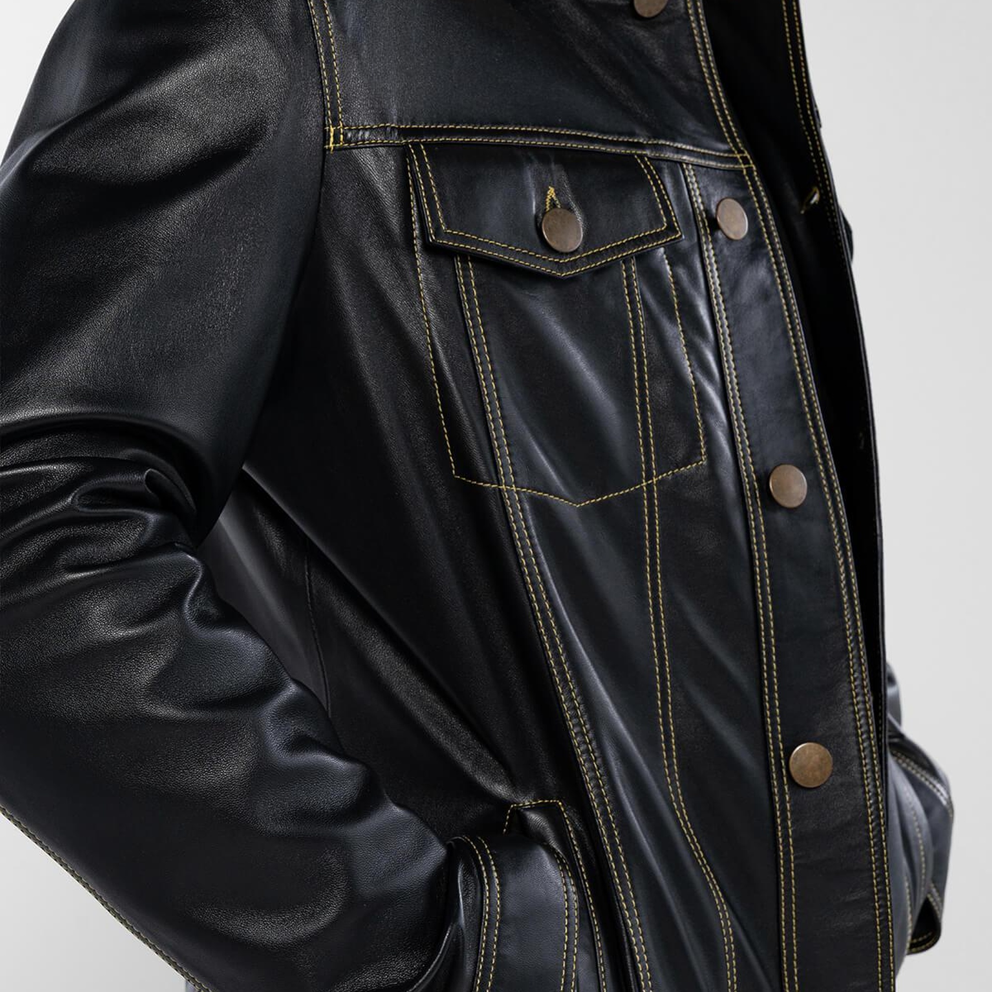 Tamer Tanca Erkek Hakiki Deri Siyah Deri Mont