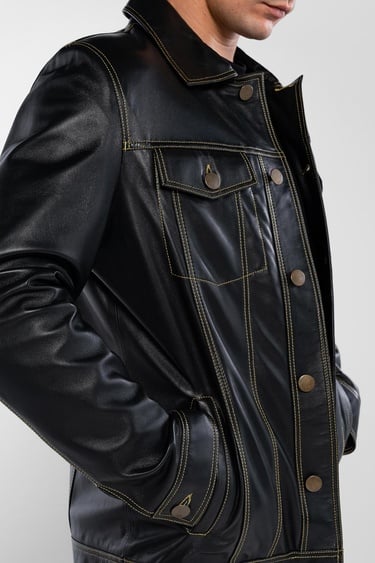  Tamer Tanca Erkek Hakiki Deri Siyah Deri Mont