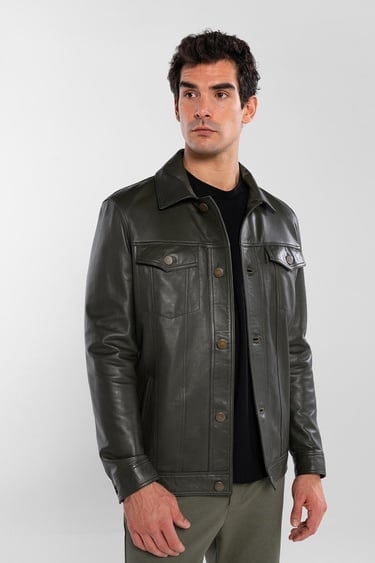  Tamer Tanca Erkek Hakiki Deri Yeşil Deri Mont