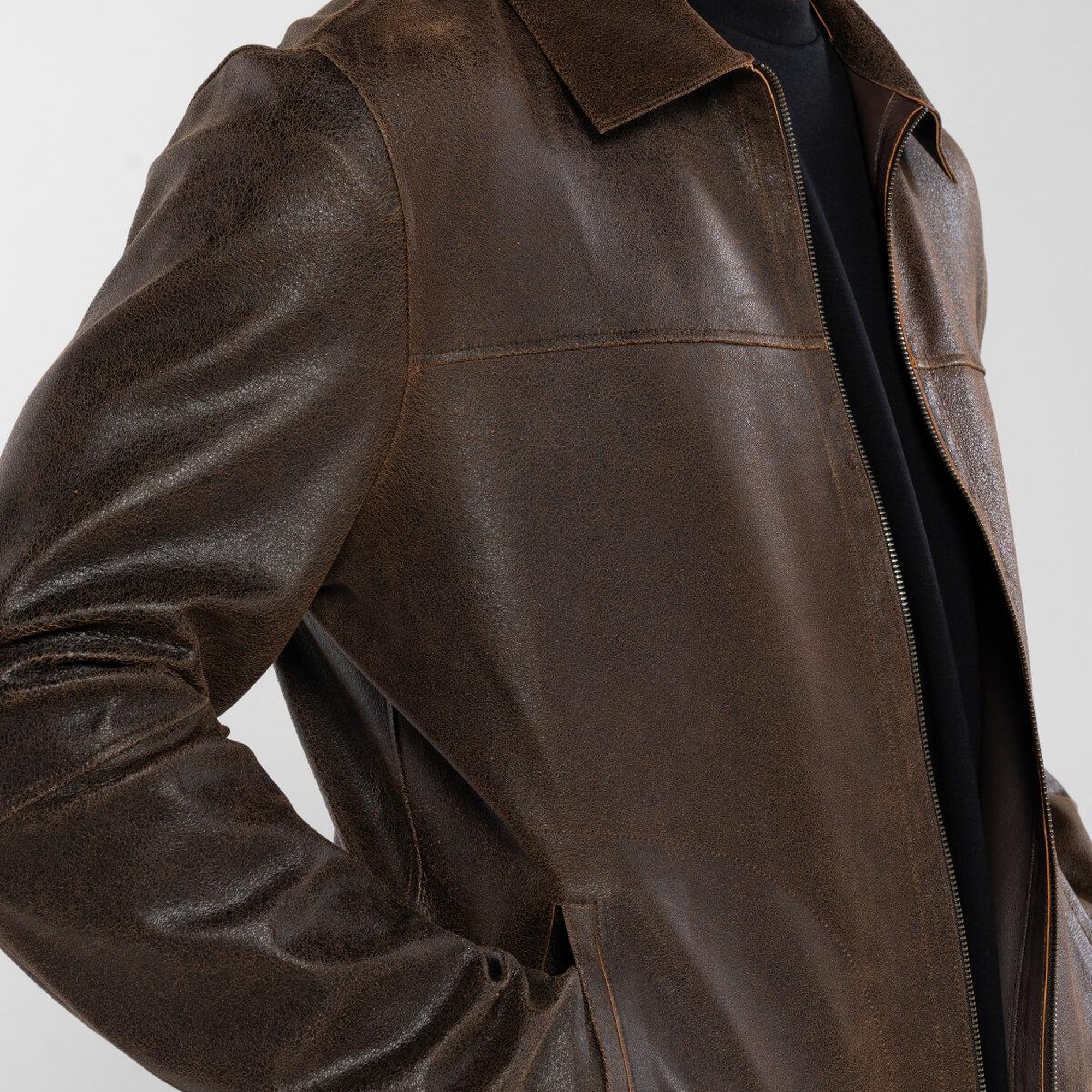 Tamer Tanca Erkek Hakiki Deri Kahverengi Deri Mont