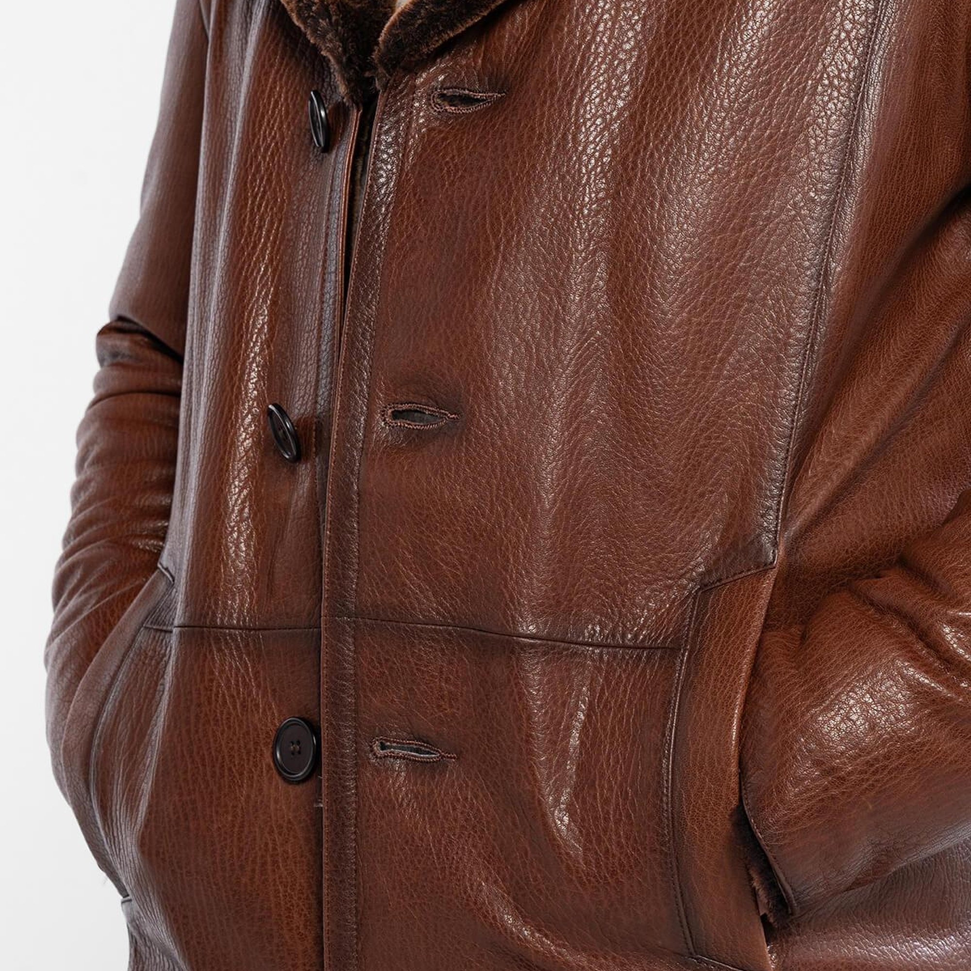 Tamer Tanca Erkek Hakiki Deri Kahverengi Deri Mont