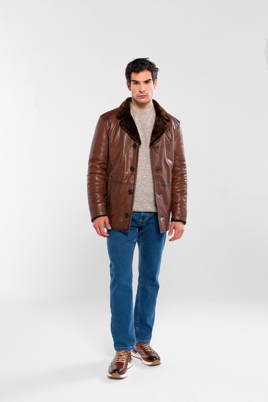  Tamer Tanca Erkek Hakiki Deri Kahverengi Deri Mont