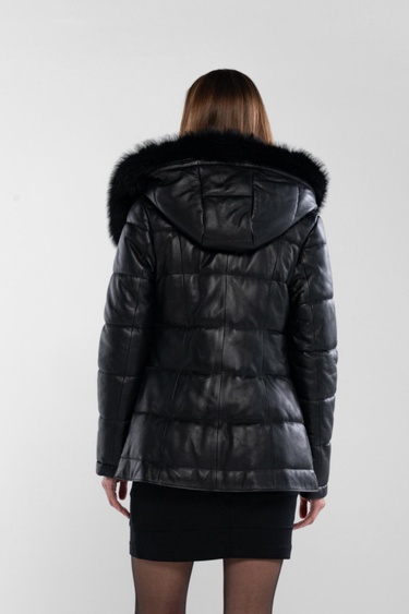  Tamer Tanca Kadın Hakiki Deri Siyah Deri Deri Mont