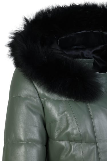  Tamer Tanca Kadın Hakiki Deri Su Yeşili Deri Mont